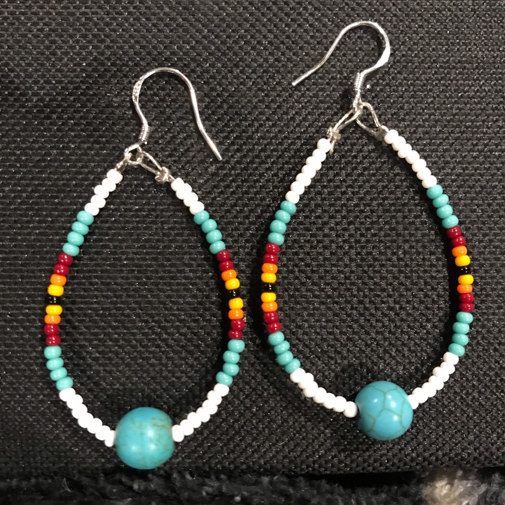 Sterling silver Native American hoops